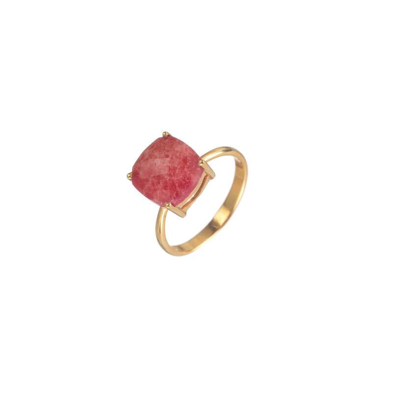 Mineral square stone ring-null