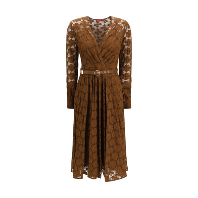 Brown polyamide casual dress, Brown, medium