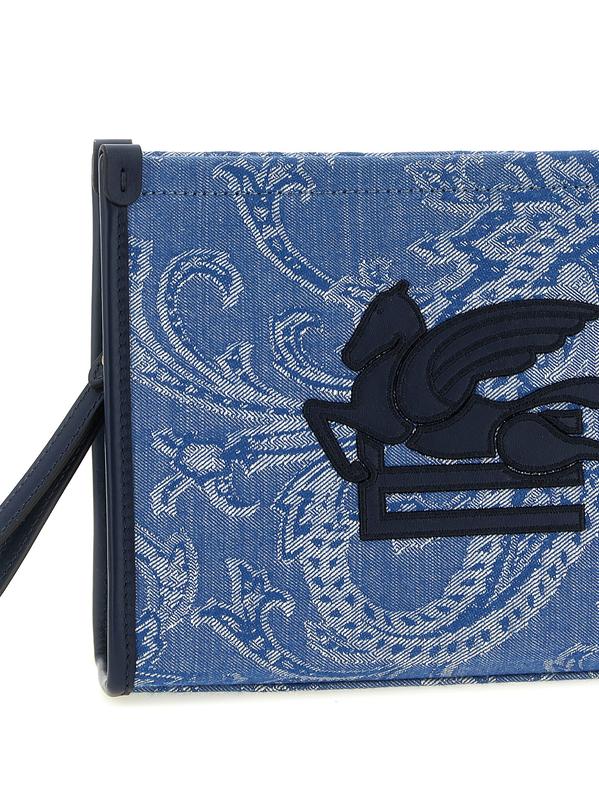 Blue cotton clutch bag-null
