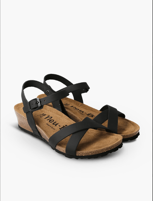 Neu b berlina black unisex sandals, Black, medium