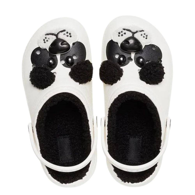 Crocs classic lined iam panda bear kids clogs, Chalk / Black, medium