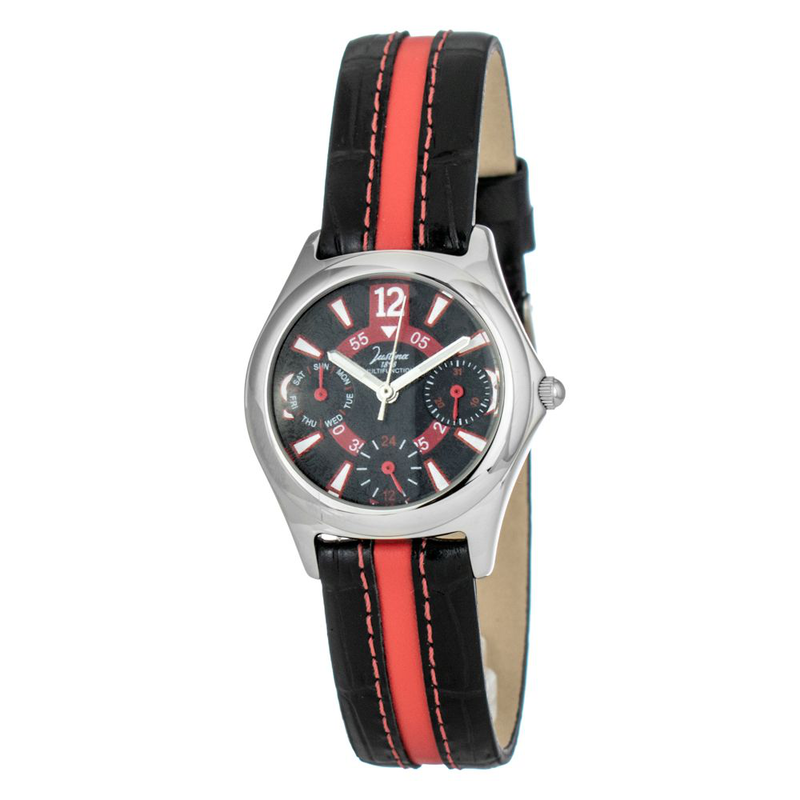 Black leather sport watch-null