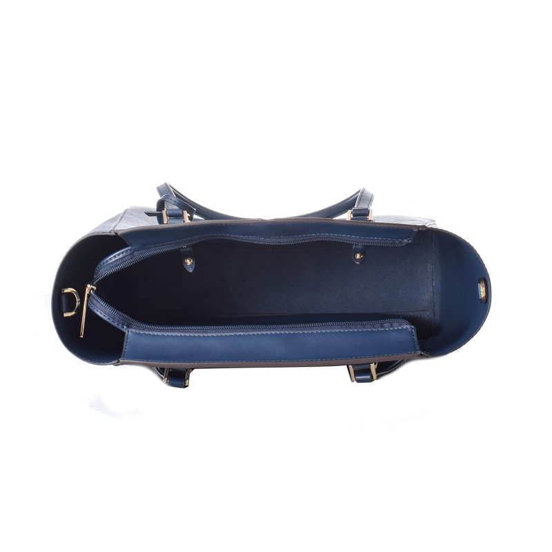 Blue leather tote bag-null