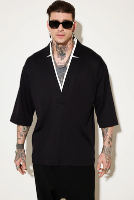 Stefan cut throat tees, Black, medium