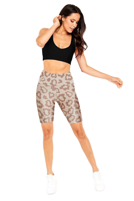 Goldsheep biker shorts in tan leopard, tan leopard, medium