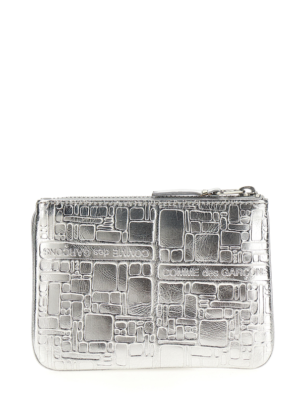 Silver calfskin cardholder-null