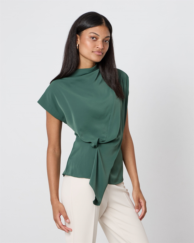 Blouse mock drapep neck image number null