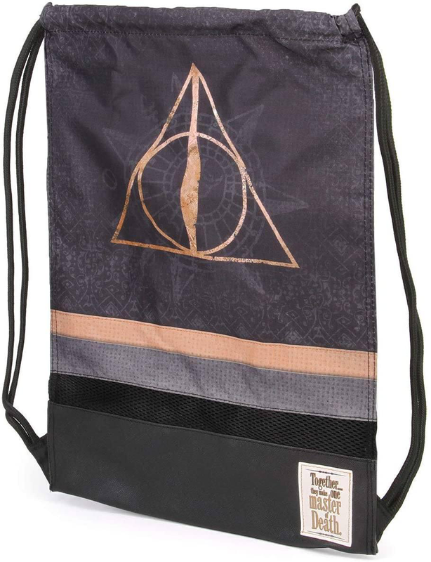 Harry potter deathly hallows black drawstring bag 48cm image number null