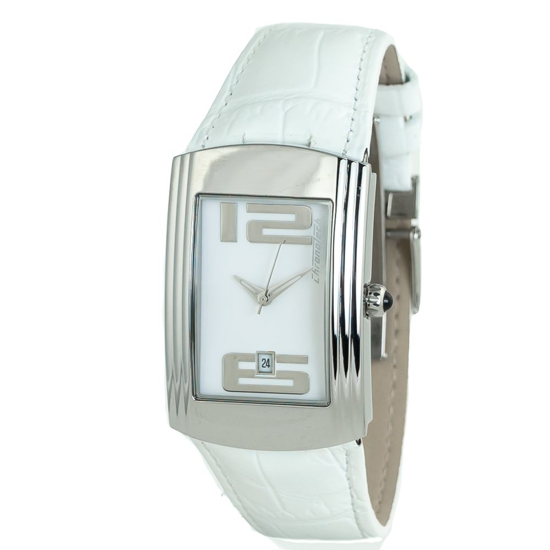 White leather dress watch-null