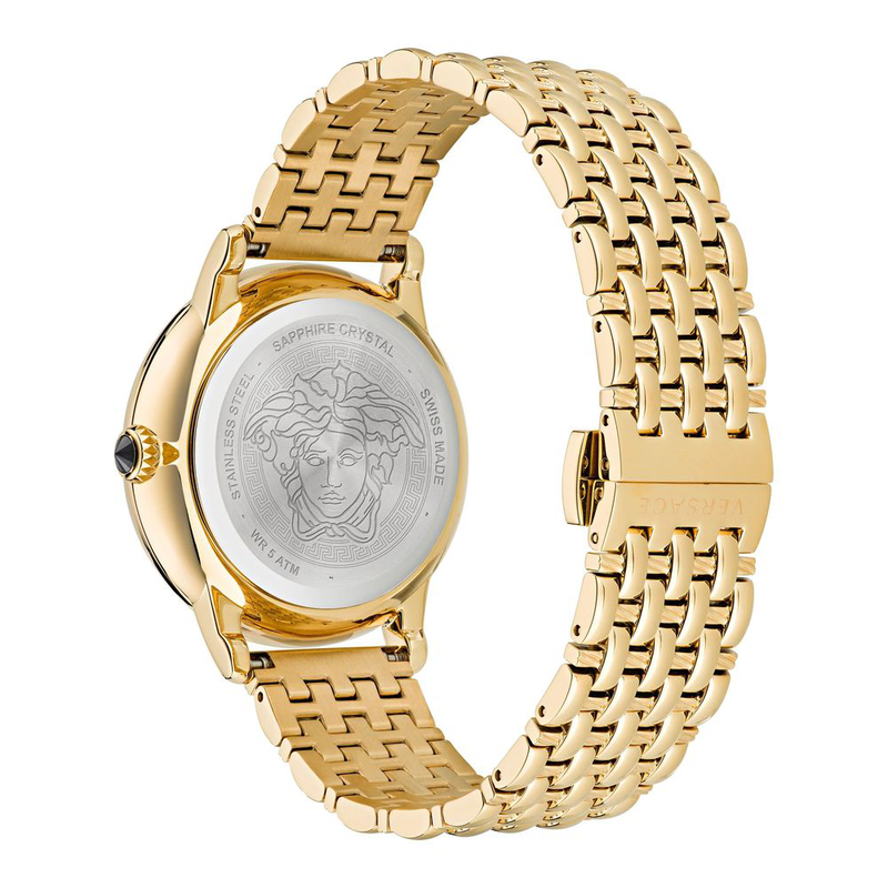 Gold stainless steel dress watch-null