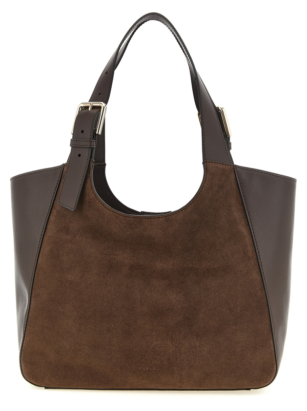 Brown calfskin tote bag-null