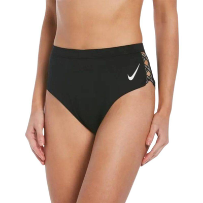 High waist cheeky swim bottom, Black, medium