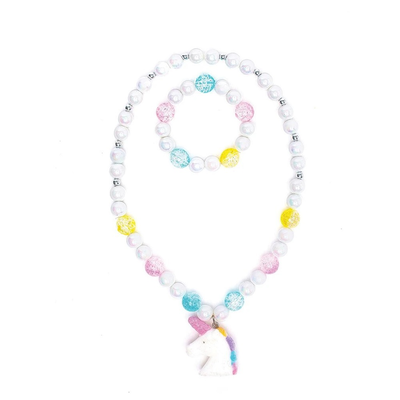 Great pretenders white unicorn necklace & bracelet set
