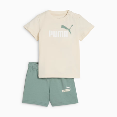 Puma minicats essentials tee and short infants boys set beige 686285-87, Beige, medium