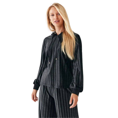 Liu Jo chenille pleated sweatshirt, Black, medium
