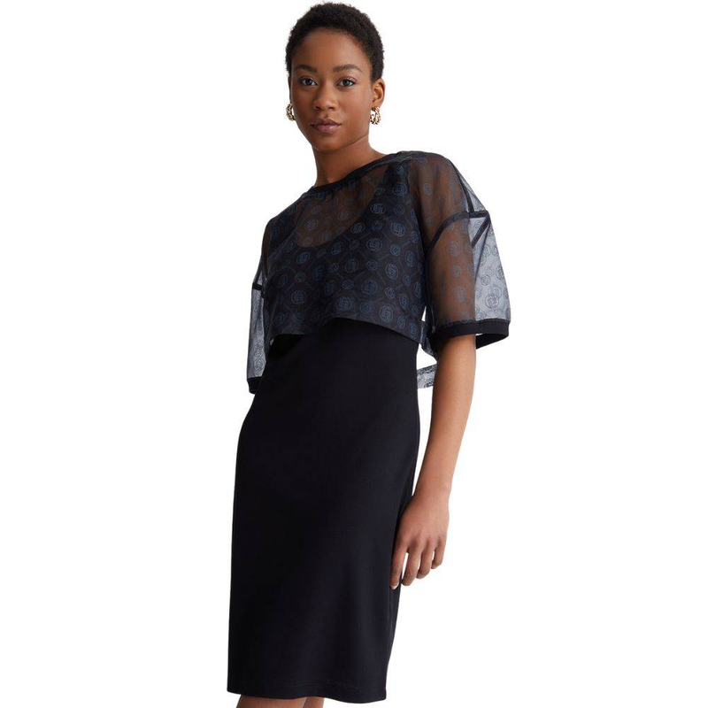 Liu Jo dress with monogram print sheer organza-null