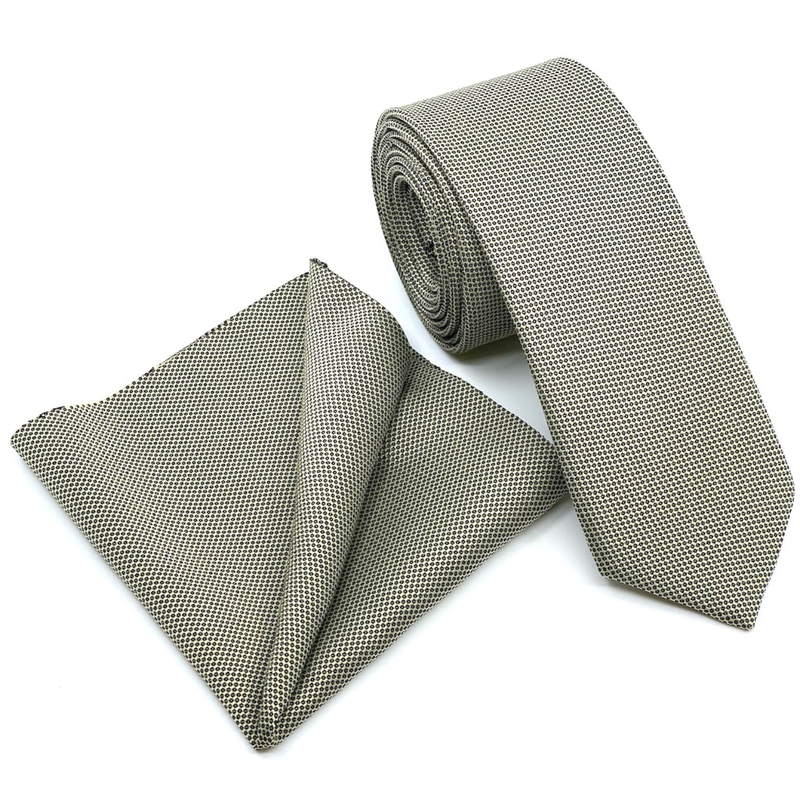Micro-patterned tie with handkerchief image number null