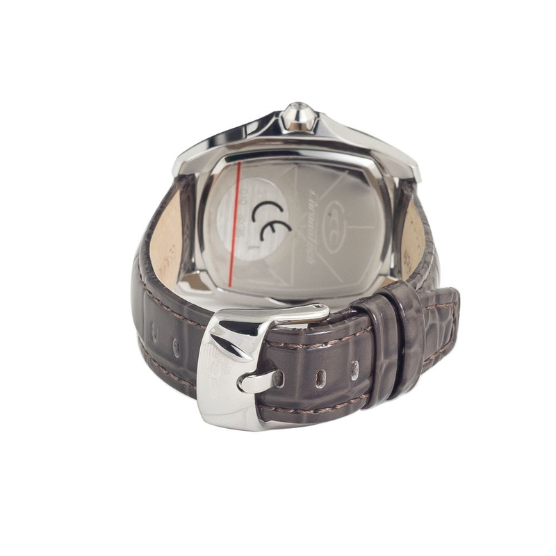 Black leather dress watch-null