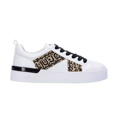 Liu Jo silvia 38 - sneakers with jacquard detail, White / Leopardd, medium