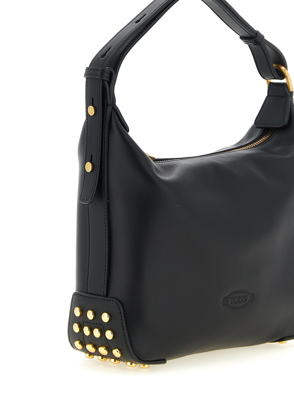 Black calfskin shoulder bag-null