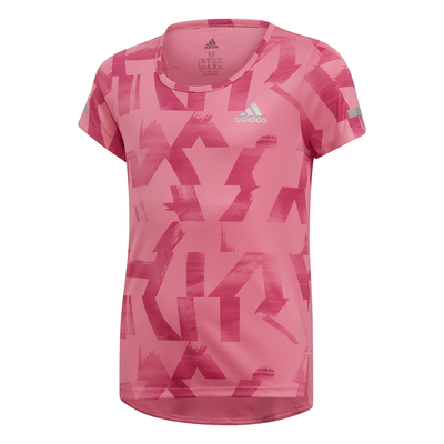 Adidas kids girls clothing training run tee pink dv2800, Pink, medium