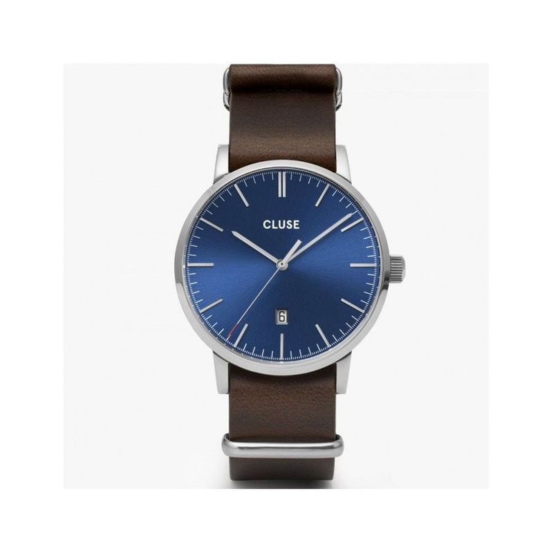Brown leather dress watch-null