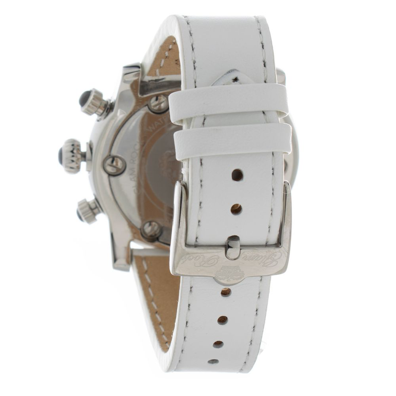 Black leather dress watch-null