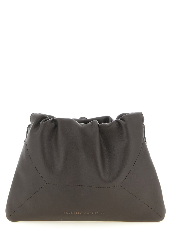 Brown calfskin clutch bag-null