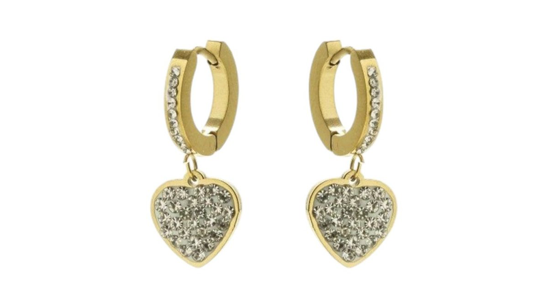 Borghetti pharma gold hoop hearts with strass stainless steel earrings (508235)-null