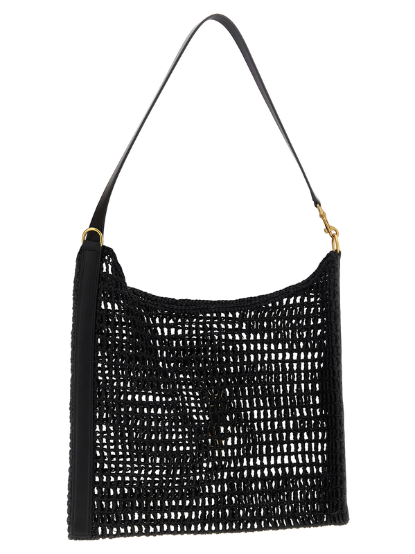 Black raffia shoulder bag-null