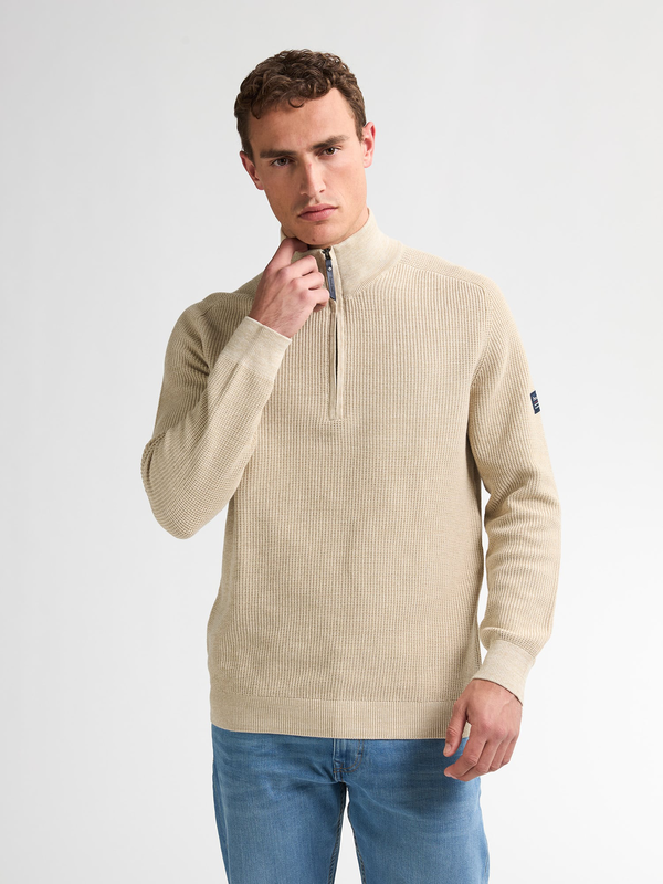 Petrol knitted half-zip sweater nashville - beige-null