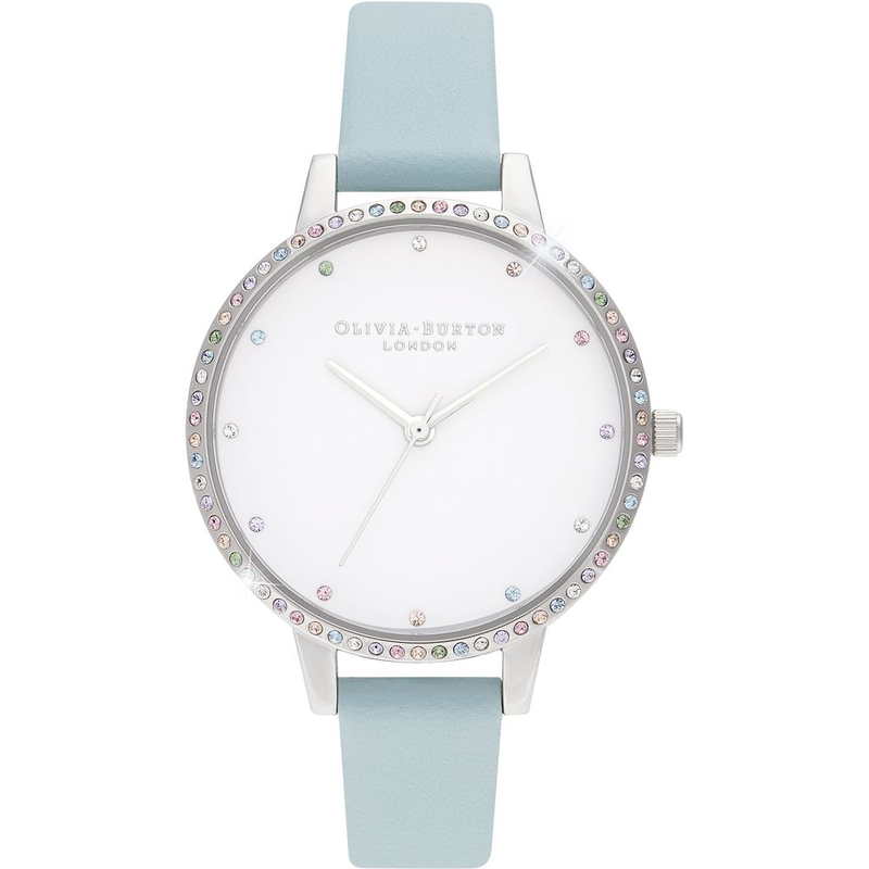 Blue artificial leather dress watch-null