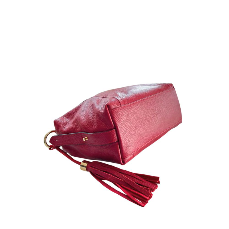 Red leather women handbag-null