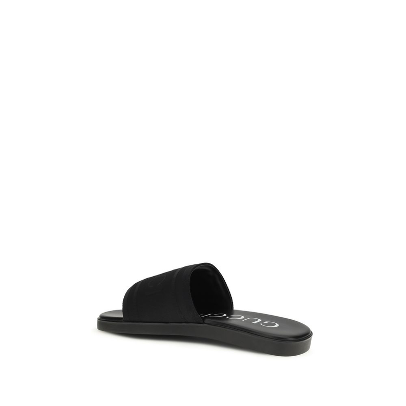 Black fabric flat sandals-null