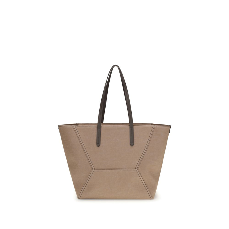 Beige cotton shoulder bag-null