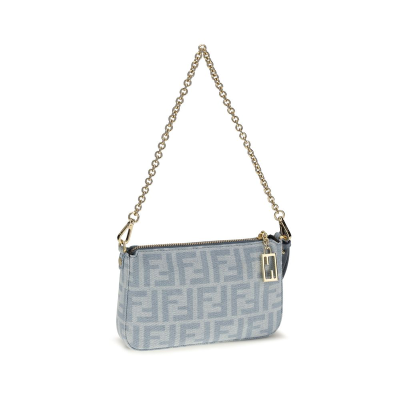 Blue cotton clutch bag-null