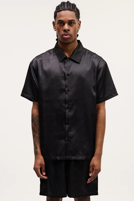 Crouez resort allover shirt, Black, medium