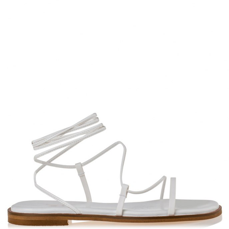 Flat wired sandals designed by mairiboo,  white-null