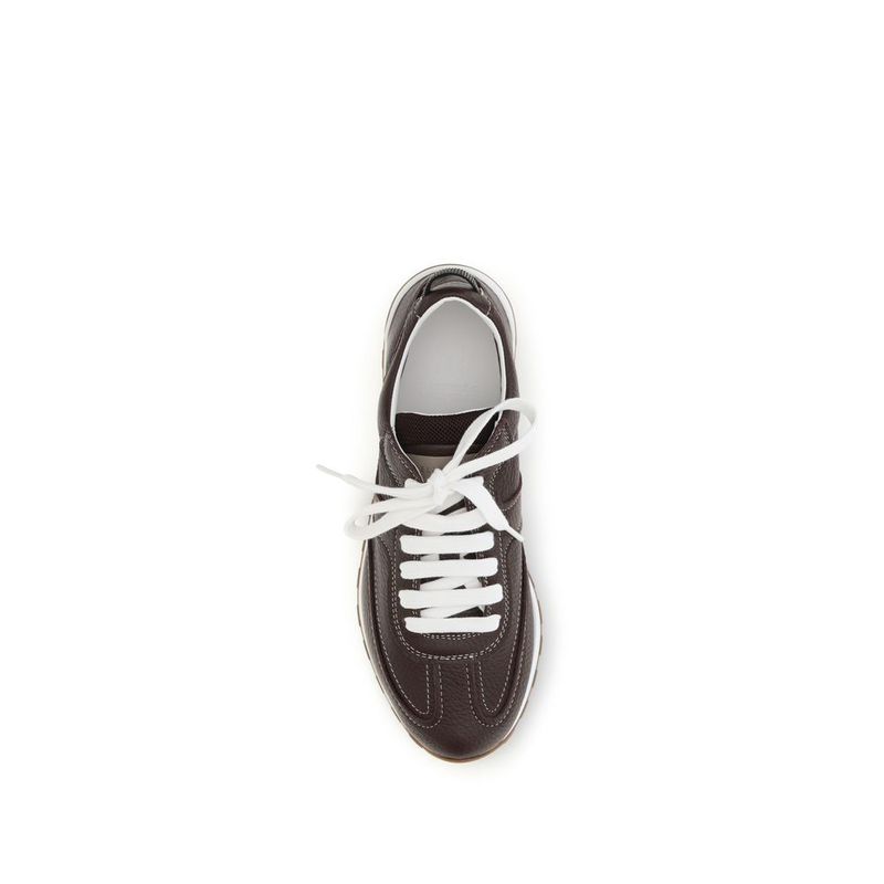 Brown calf leather bos taurus athletic sneakers-null