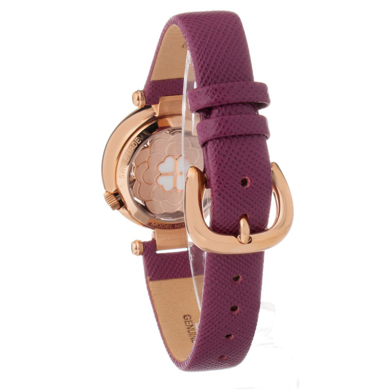 Purple leather dress watch-null