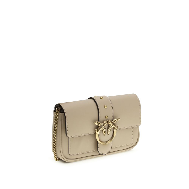 Beige calf leather bos taurus shoulder bag-null