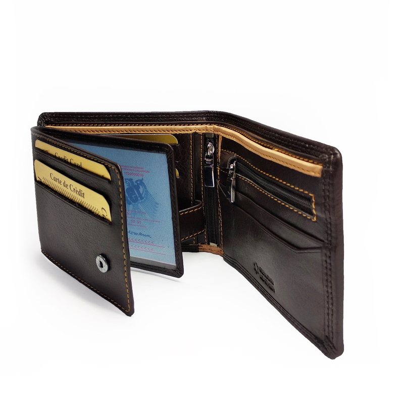Migant design brown leather wallet in gift box 2000-null