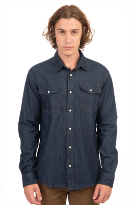Safari denim shirt with pockets, Jean, medium