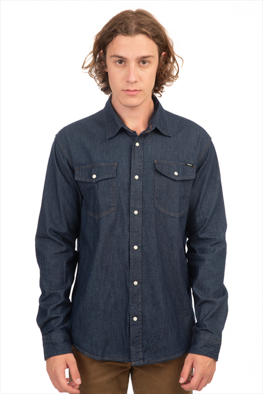 Safari denim shirt with pockets-null