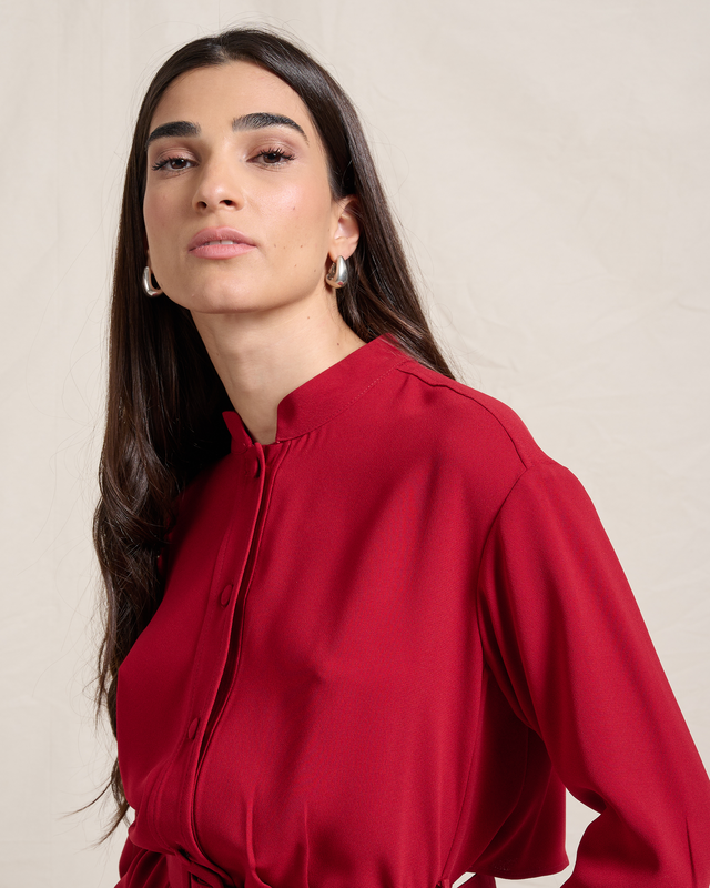 Dress crepe with belt image number null