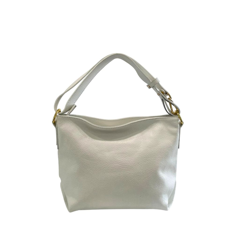 White cowhide clutch bag-null