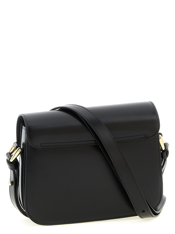 Black cowhide crossbody bag-null