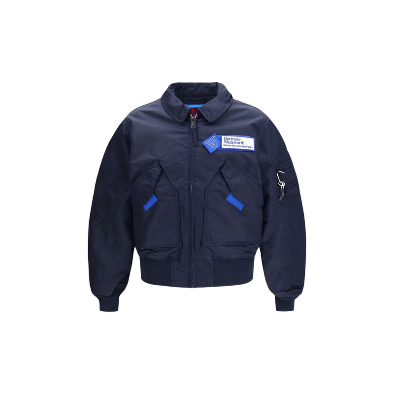 Blue nylon bomber-null