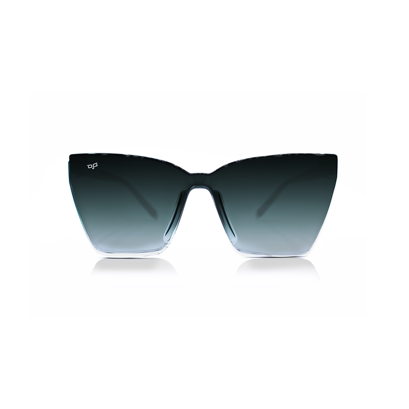 Product image: OJO everyday sunglasses shield cat eye dark grey frame and temples with gradient grey green lenses-null