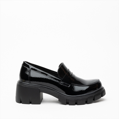 Miss belgini black vinyl loafers